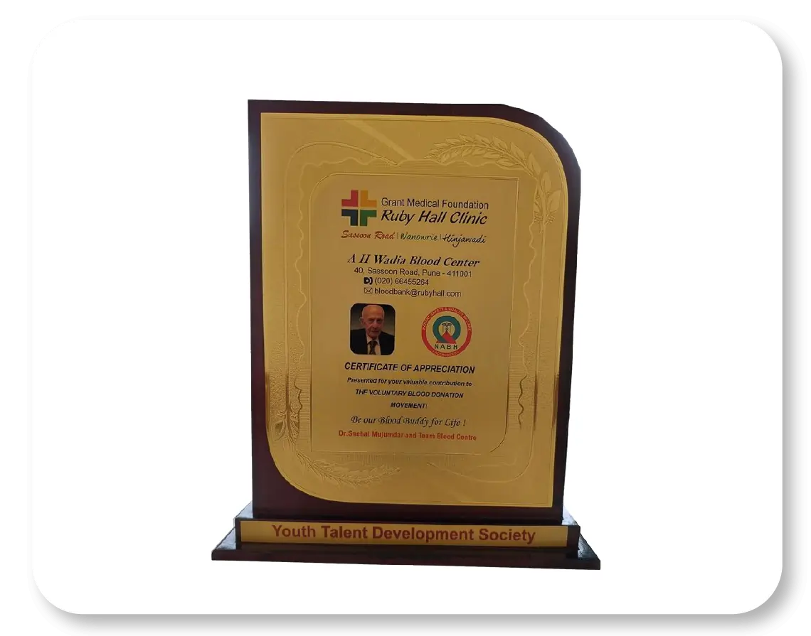 Certificate of Appreciation - Ruby Hall Clinic - Youth Talent Development Society